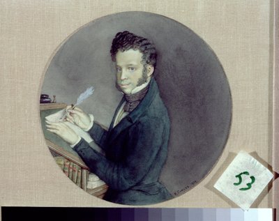 Alexander Pushkin at Work by Konstantin Andreevic Somov